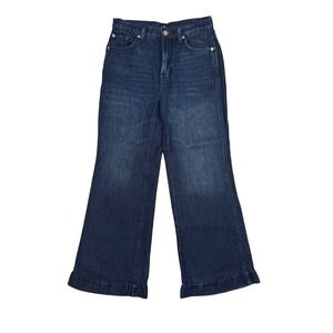 7 FOR ALL MANKIND High Rise Wide Leg Dark Blue Indigo Jeans Size 24